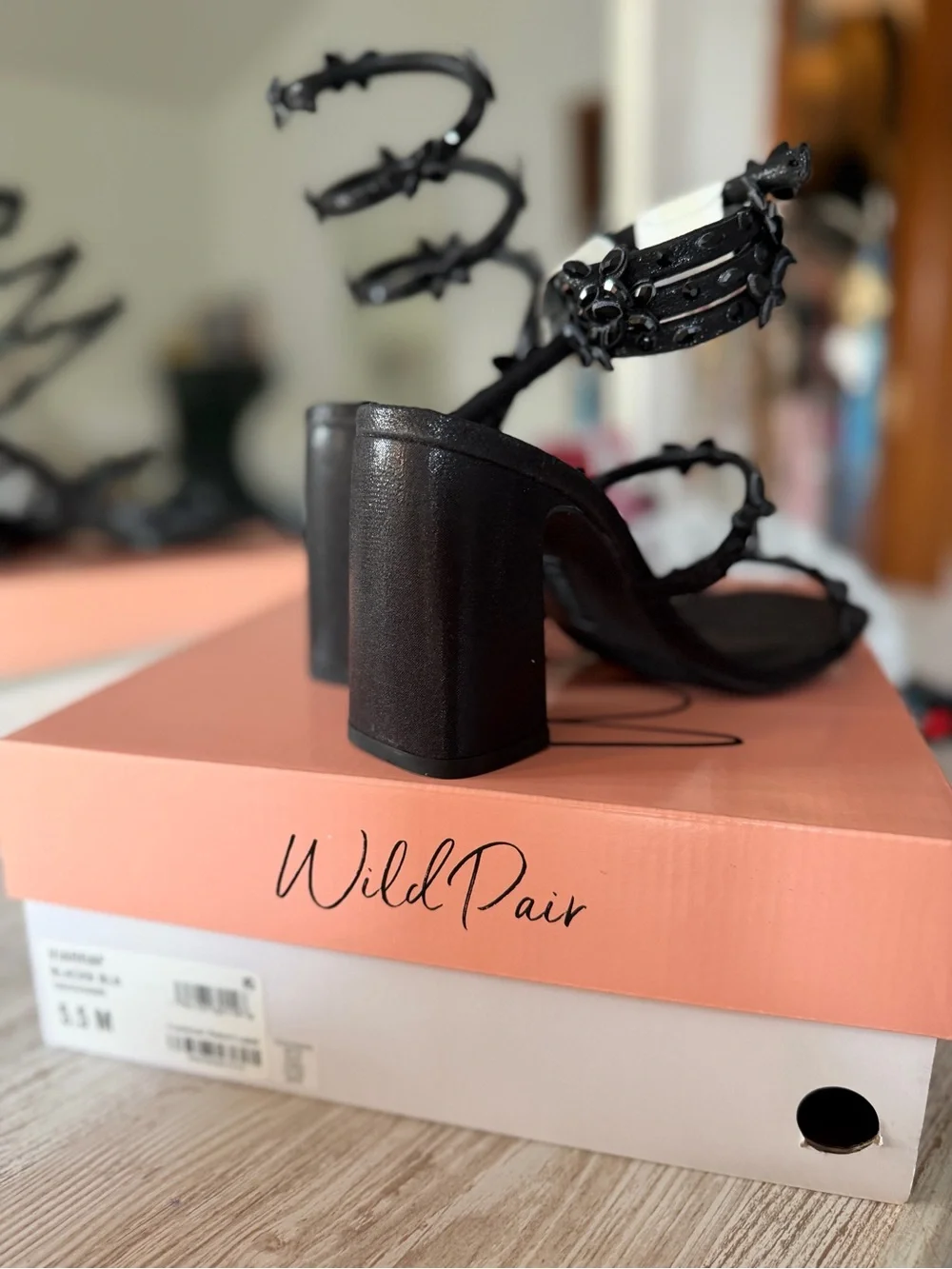 Block Heel Sandals / Black / 5.5